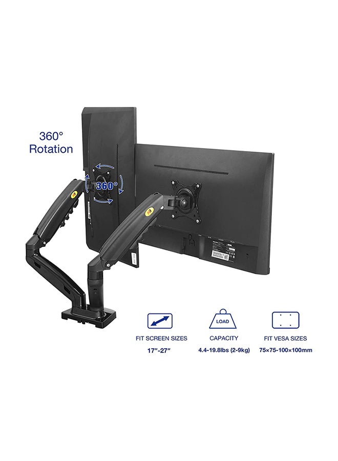 NB North Bayou Dual Monitor Desk Mount Stand Full Motion Swivel Computer Monitor Arm for Two Screens 17-27 Inch with 4.4~19.8lbs Load Capacity for Each Display F160 Black