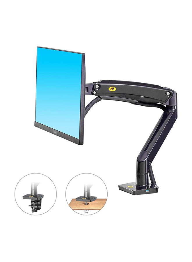 NB North Bayou Computer Monitor Desk Mount Stand with Gas Spring Arm Adjustable Height Tilt Angle for 17-30 Inch Flat or Curved Screens VESA 75x75/100x100mm with Clamp, Grommet Mounting Base Black