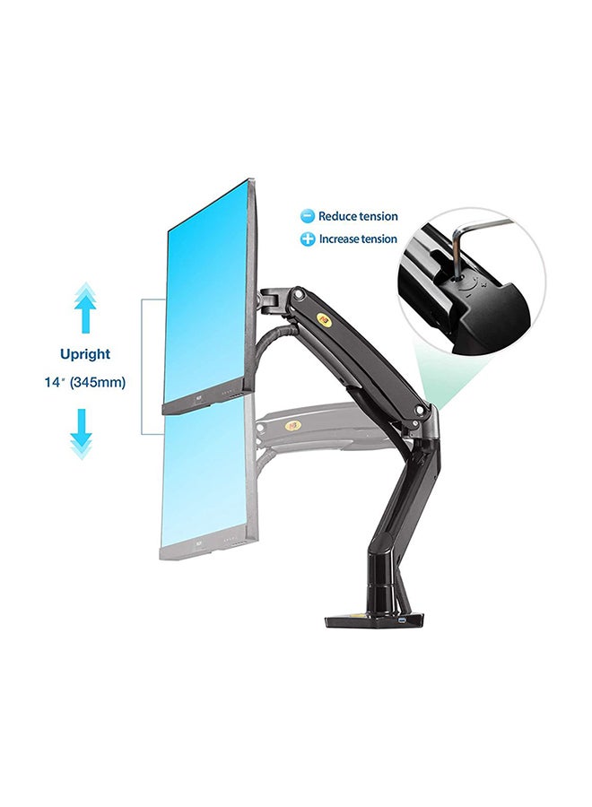 NB North Bayou Computer Monitor Desk Mount Stand with Gas Spring Arm Adjustable Height Tilt Angle for 17-30 Inch Flat or Curved Screens VESA 75x75/100x100mm with Clamp, Grommet Mounting Base Black