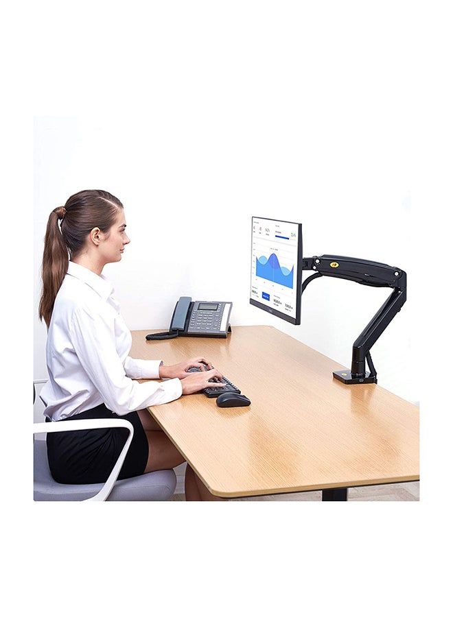 NB North Bayou Computer Monitor Desk Mount Stand with Gas Spring Arm Adjustable Height Tilt Angle for 17-30 Inch Flat or Curved Screens VESA 75x75/100x100mm with Clamp, Grommet Mounting Base Black