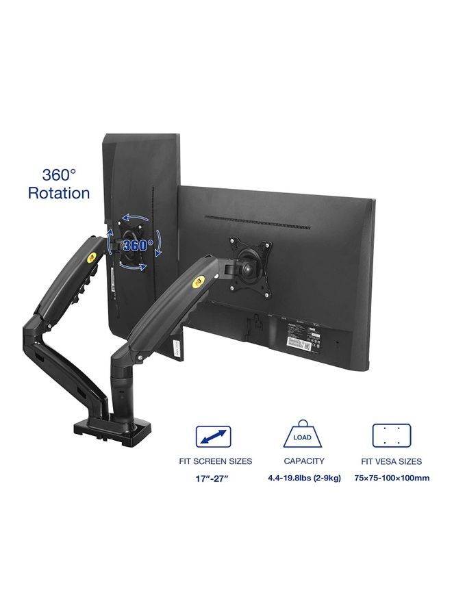 Dual Monitor Desk Mount Stand Full Motion Swivel Computer Monitor Arm for Two Screens 17-27 Inch with 4.4~19.8lbs Load Capacity for Each Display F160 black
