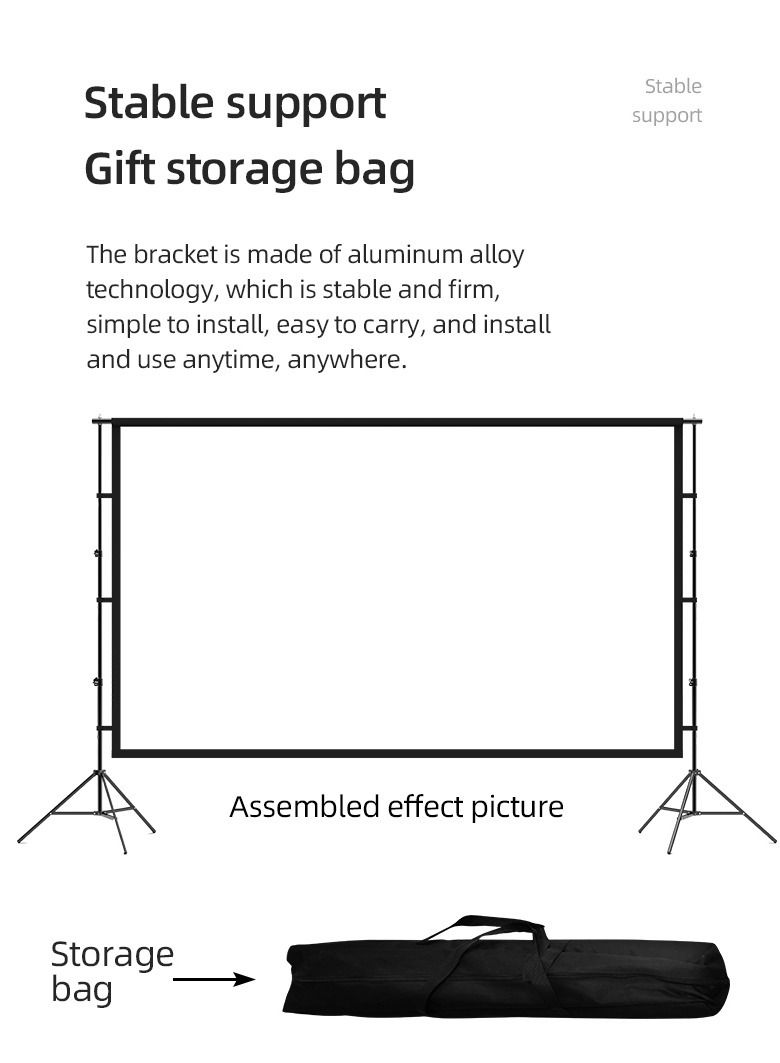 120 inch 16:9 Outdoor and Indoor Portable Projector Screen with 2.6M High Tripod Stands