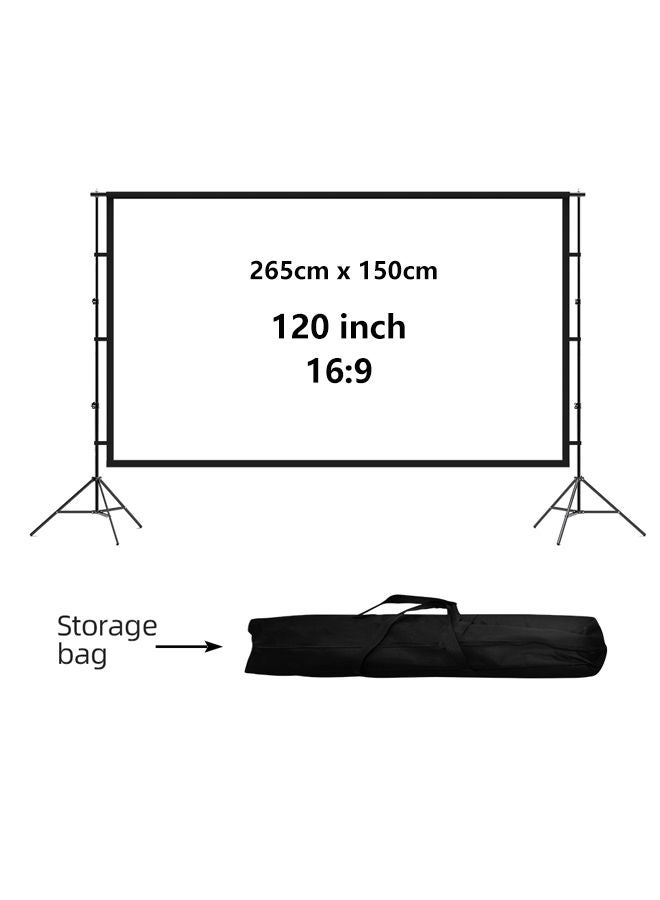 120 inch 16:9 Outdoor and Indoor Portable Projector Screen with 2.6M High Tripod Stands