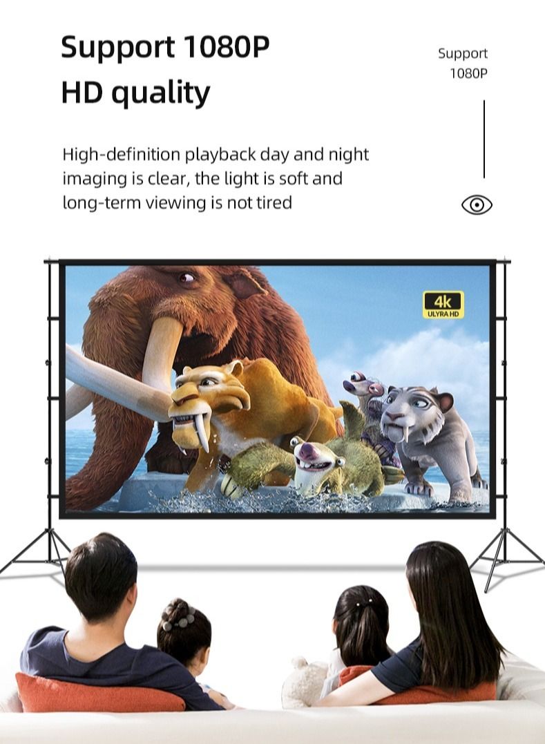 120 inch 16:9 Outdoor and Indoor Portable Projector Screen with 2.6M High Tripod Stands