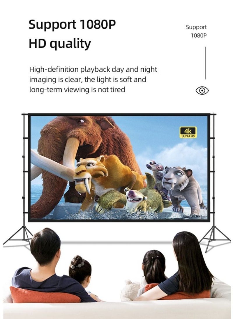 150 inch 16:9 Outdoor and Indoor Portable Projector Screen with 2.6M High Tripod Stands