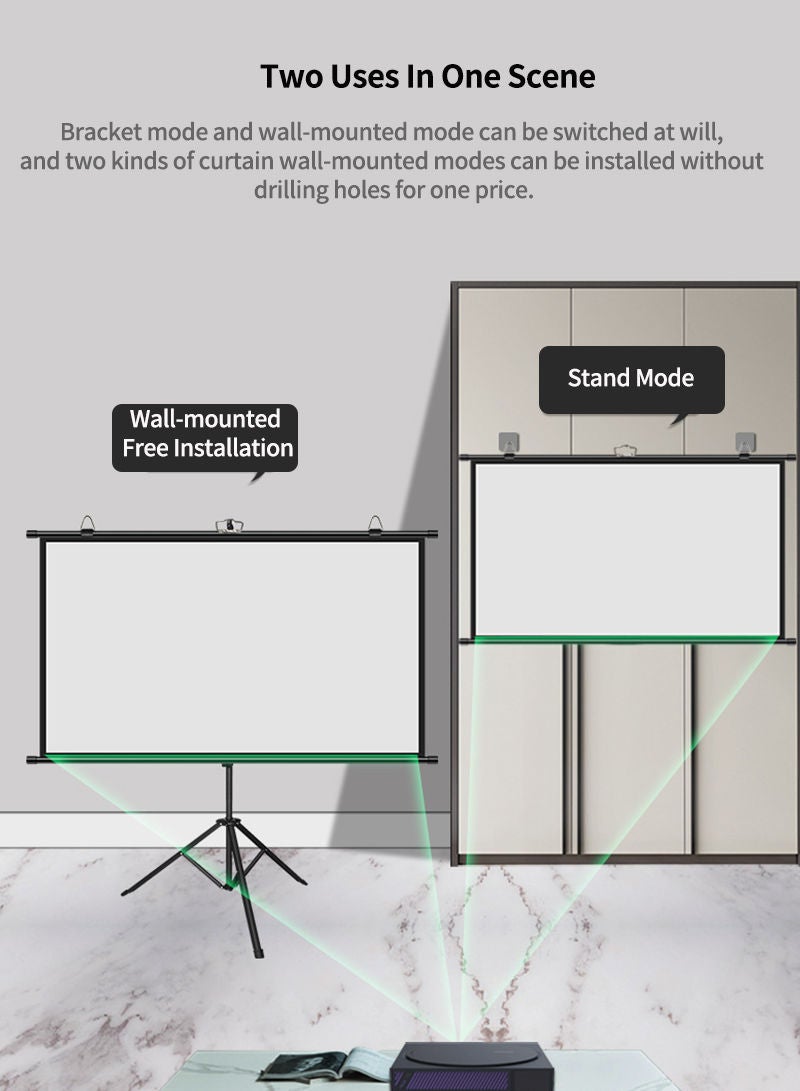 Projector Cloth 72 Inch With Stand 72 Inch 16:9 Metal Black Stand Curtain