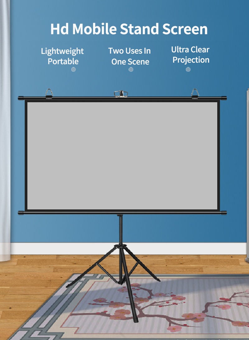 Projector Cloth 72 Inch With Stand 72 Inch 16:9 Metal Black Stand Curtain