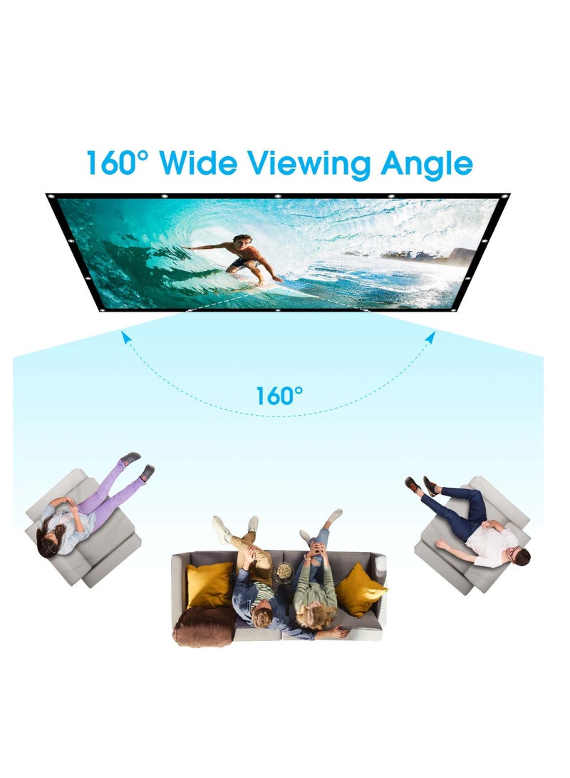 Projector Screen, 120 inch Outdoor Projector Screen, 16:9 Foldable Anti-Crease Portable Projection Movies Screens, Double Sided Washable, for Home Theater, Camping Party, Office