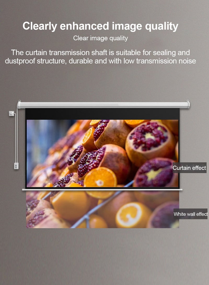 60 Inch 16:9 Wall Mount Electric Projector Screen Motorized Projection Curtain with Remote Control For Home Cinema/Home Theater/Home Gaming/Home Party