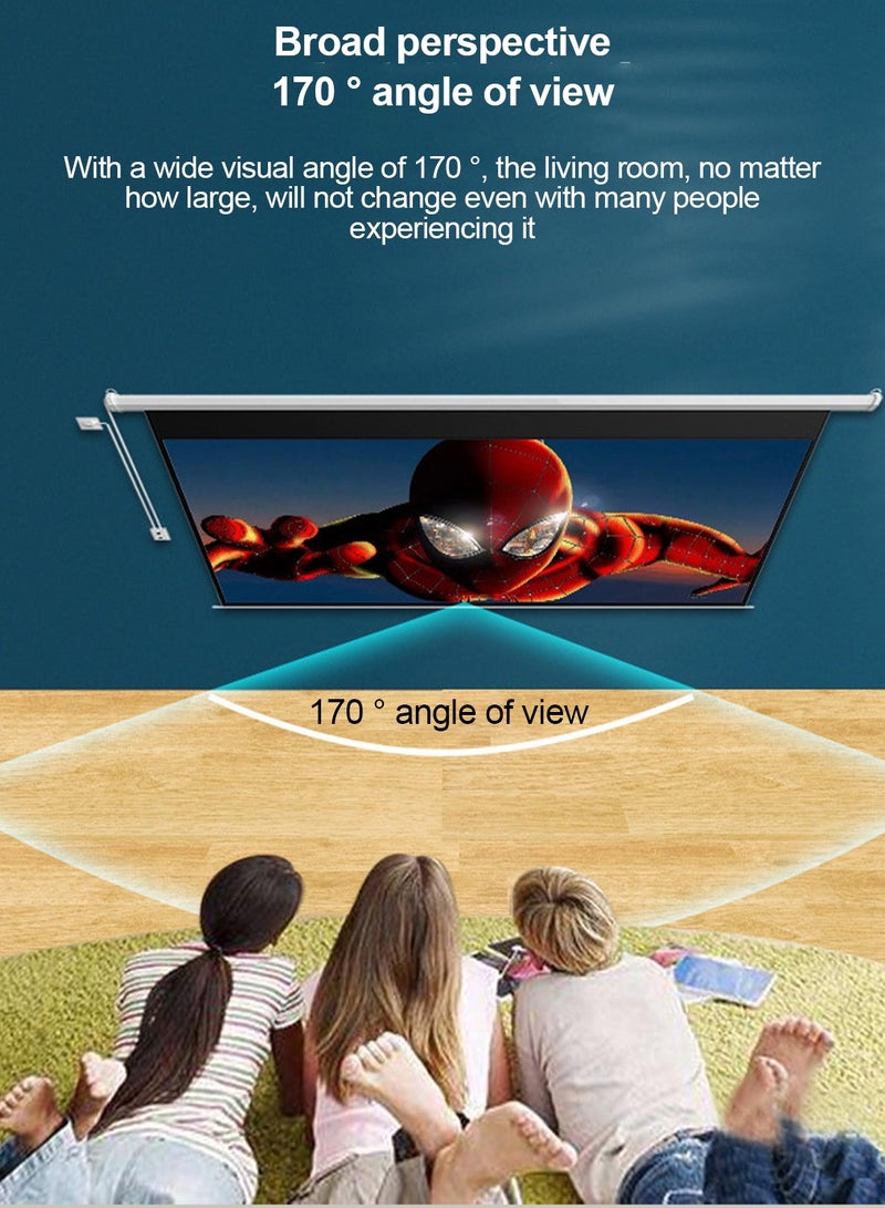 72 Inch 4:3 Wall Mount Electric Projector Screen Motorized Projection Curtain with Remote Control For Business/School/Office/Meeting