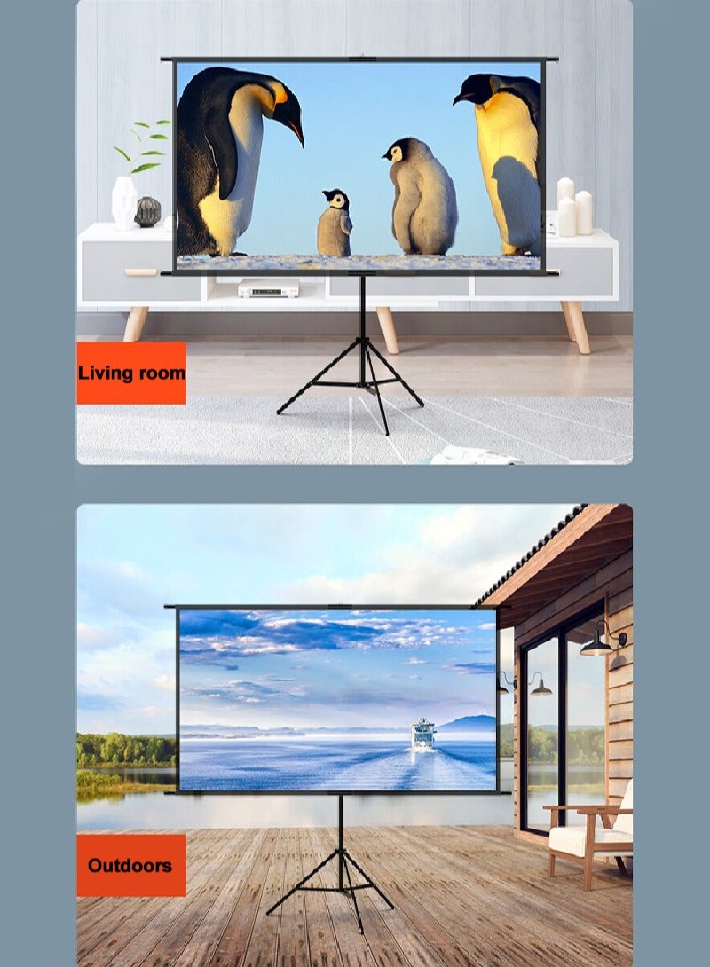 2-in-1 84 inch 16:9 Portable Foldable Projection Screen Soft Curtain With Tripod Stand and Carrying Bag for Indoor Outdoor Home Theater Backyard Cinema Travel