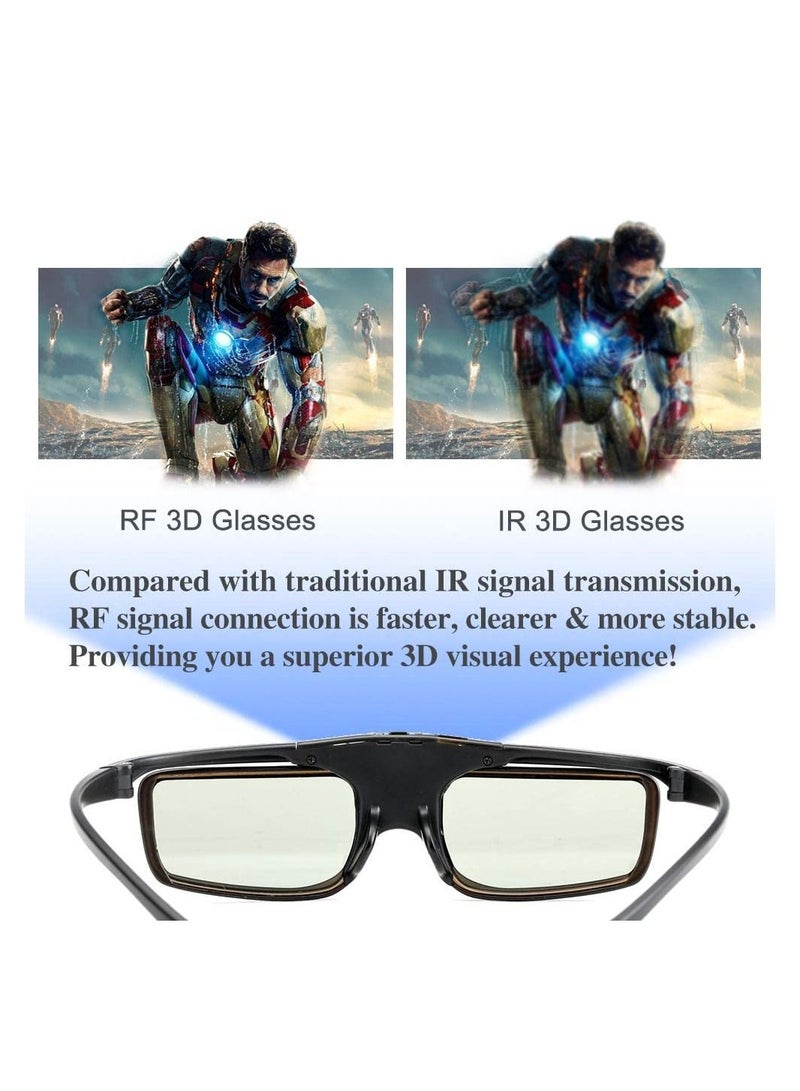 Rechargeable Active Shutter RF 3D Glasses, DELFINO RF 3D Glasses for Sony Epson Toshiba Sharp, Compatible with TDG-BT500A, SSG-5100GB, AN3DG40