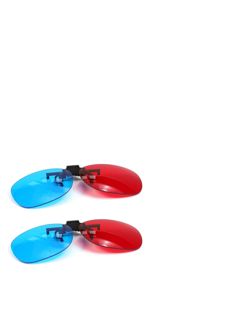 Clipon Glasses RedBlue Anaglyph 3D No Frame Resin Lens Myopia Clip 3 Sets Simple Style 3D Movie Game 2PCS