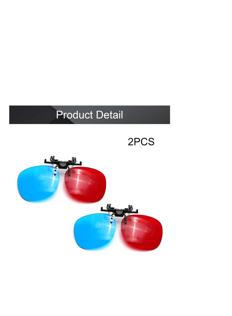 Clipon Glasses RedBlue Anaglyph 3D No Frame Resin Lens Myopia Clip 3 Sets Simple Style 3D Movie Game 2PCS