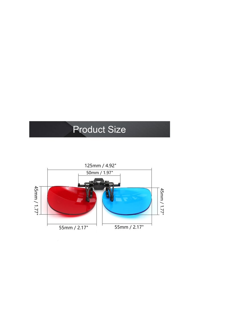Clipon Glasses RedBlue Anaglyph 3D No Frame Resin Lens Myopia Clip 3 Sets Simple Style 3D Movie Game 2PCS