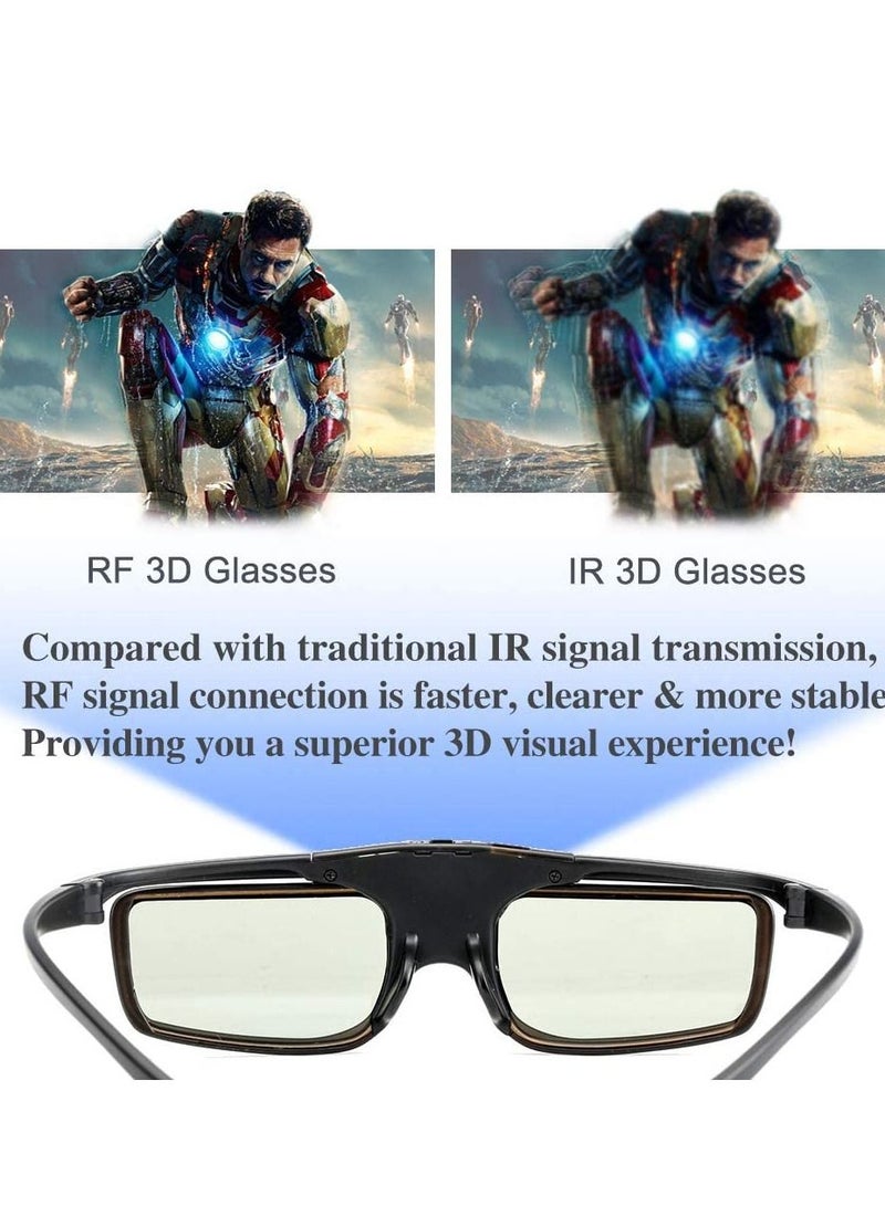 Rechargeable Active Shutter RF 3D Glasses, DELFINO RF 3D Glasses for Sony Epson Toshiba Sharp, Compatible with TDG-BT500A, SSG-5100GB, AN3DG40
