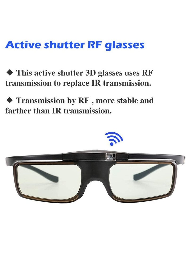 Rechargeable Active Shutter RF 3D Glasses, DELFINO RF 3D Glasses for Sony Epson Toshiba Sharp, Compatible with TDG-BT500A, SSG-5100GB, AN3DG40