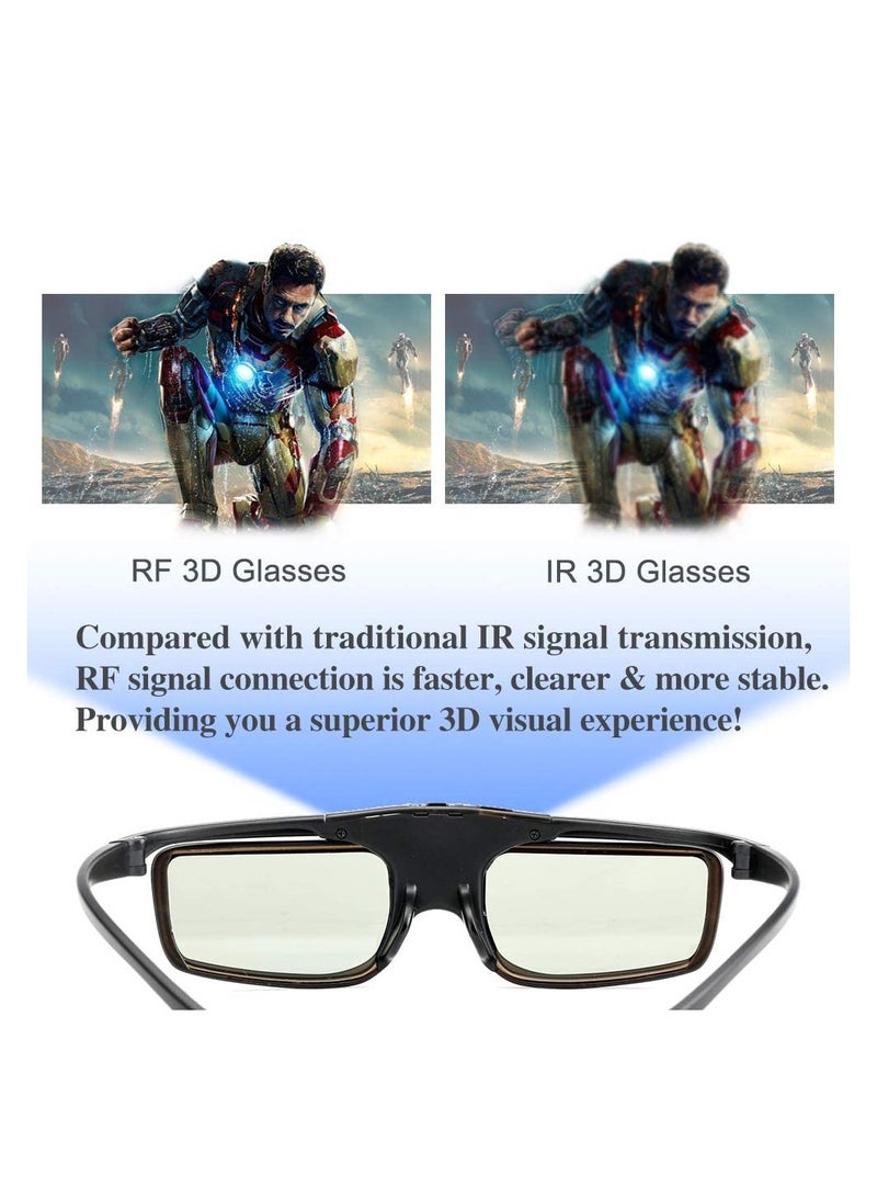 Rechargeable Active Shutter RF 3D Glasses, DELFINO RF 3D Glasses for Sony Epson Toshiba Sharp, Compatible with TDG-BT500A, SSG-5100GB, AN3DG40