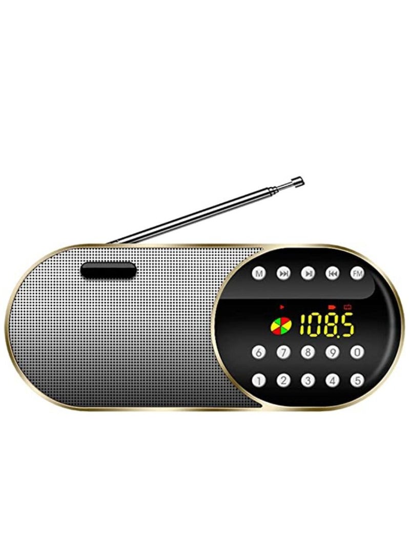 Portable Mini FM Radio Wireless Bluetooth 5.0 Speakers TF USB Clock LED Flashlight Function Support 3.5mm Headphone MP3 Player