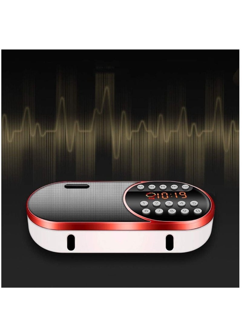 Portable Mini FM Radio Wireless Bluetooth 5.0 Speakers TF USB Clock LED Flashlight Function Support 3.5mm Headphone MP3 Player