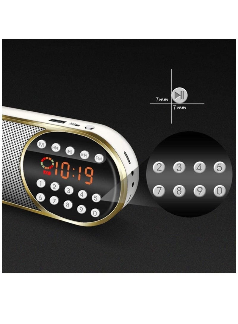 Portable Mini FM Radio Wireless Bluetooth 5.0 Speakers TF USB Clock LED Flashlight Function Support 3.5mm Headphone MP3 Player