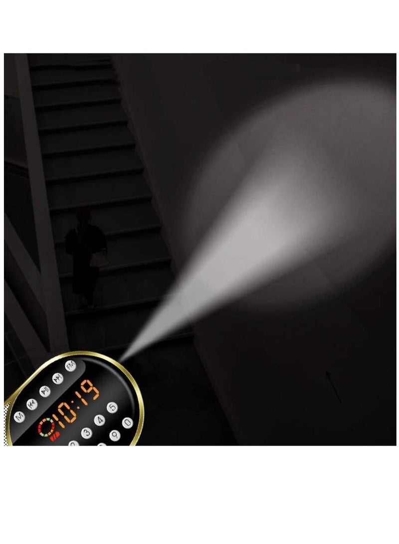 Portable Mini FM Radio Wireless Bluetooth 5.0 Speakers TF USB Clock LED Flashlight Function Support 3.5mm Headphone MP3 Player