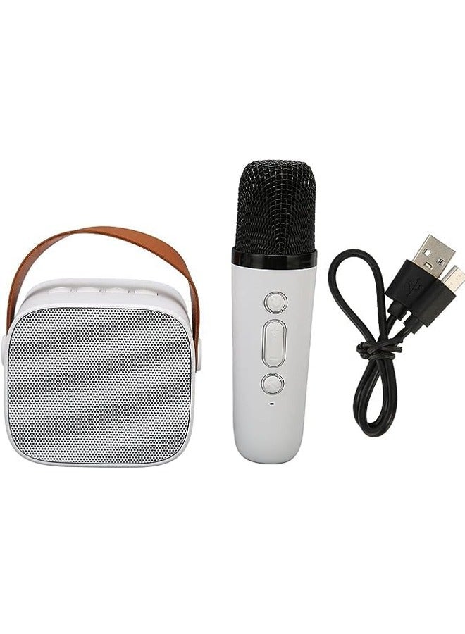 Portable Mini Karaoke Speaker Microphone Set Stable Retro HD Stereo for Adult Party,Karaoke Machine for Adults & Kids, Portable Bluetooth Karaoke Speaker (White)