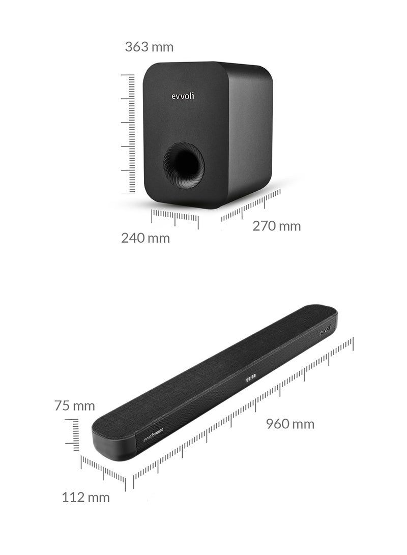 2.1ch Soundbar With Wireless Subwofer, Bluetooth And LED Display 320W EVAUD-SB321B Black