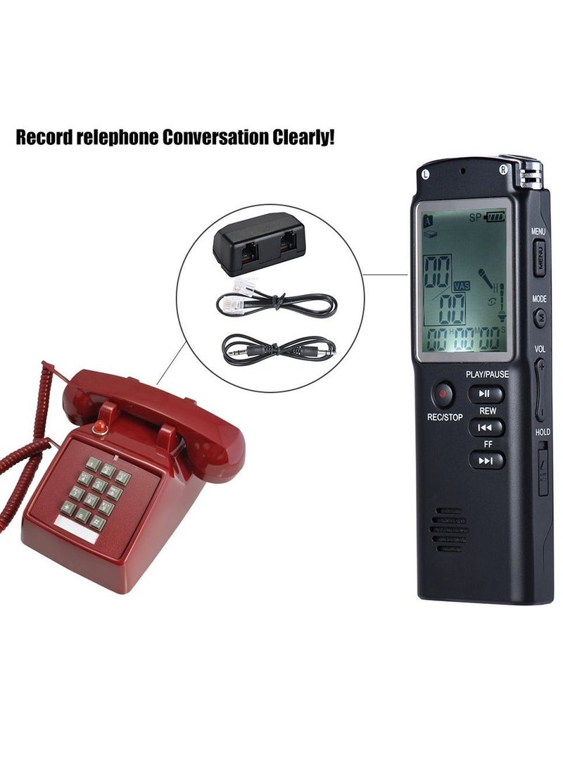 8GB Audio Voice Recorder MP3 Music Player Dictaphone Voice Activate(VAR) A-B Repeating Telephone Conversation Recording