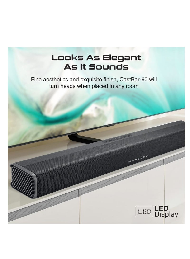 Promate Soundbar Speaker with Bluetooth v5.0, Sleek Design, Multiple Connectivity and Remote, CastBar-60