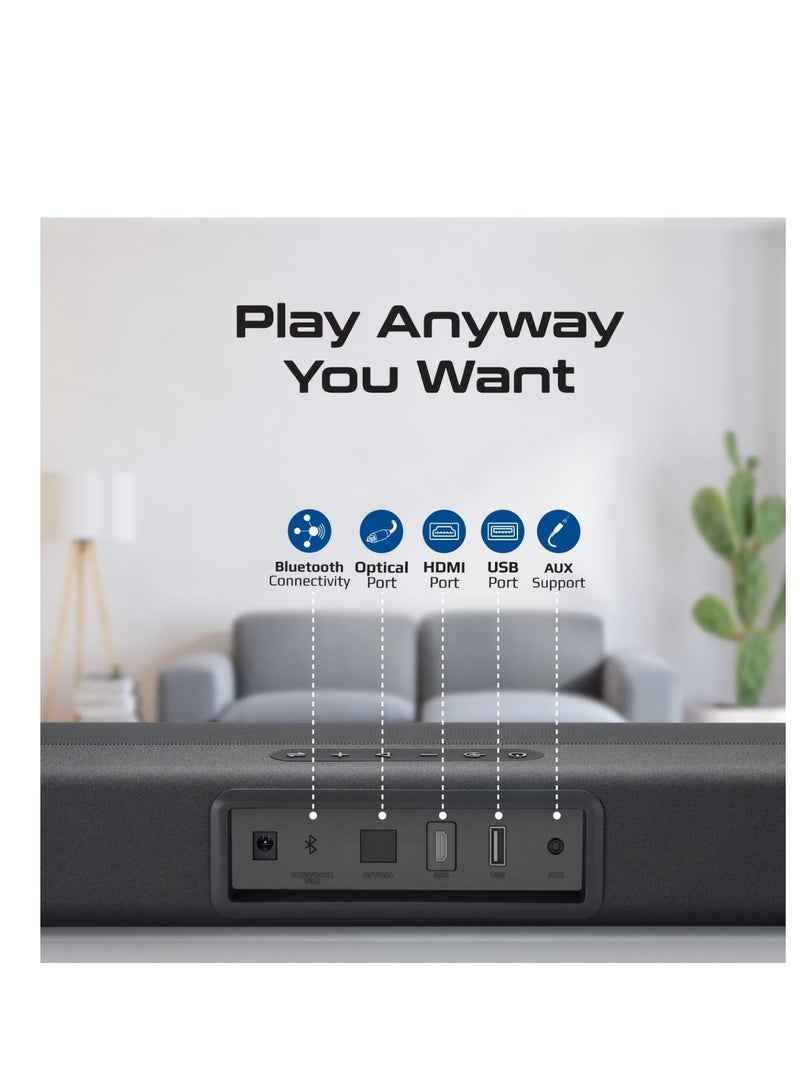 Promate Soundbar Speaker with Bluetooth v5.0, Sleek Design, Multiple Connectivity and Remote, CastBar-60