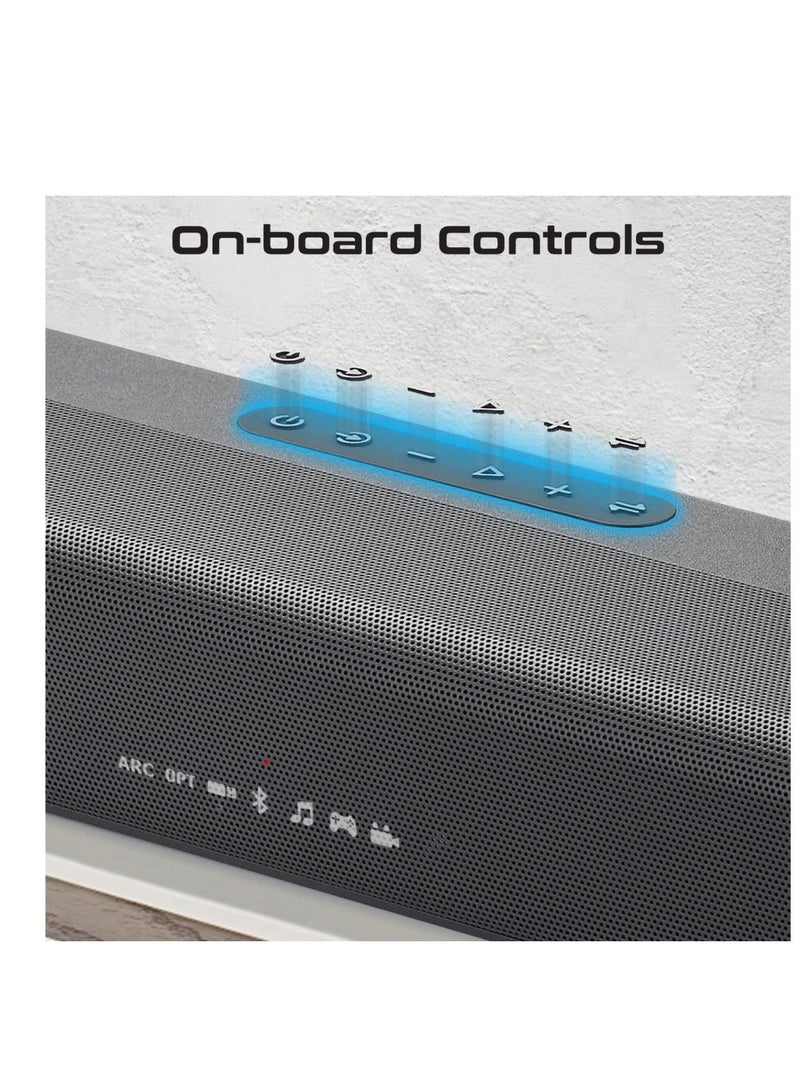 Promate Soundbar Speaker with Bluetooth v5.0, Sleek Design, Multiple Connectivity and Remote, CastBar-60