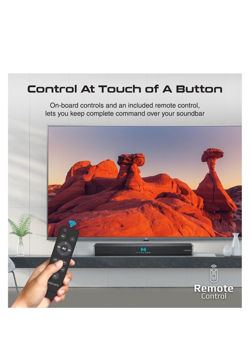 Promate Soundbar Speaker with Bluetooth v5.0, Sleek Design, Multiple Connectivity and Remote, CastBar-60