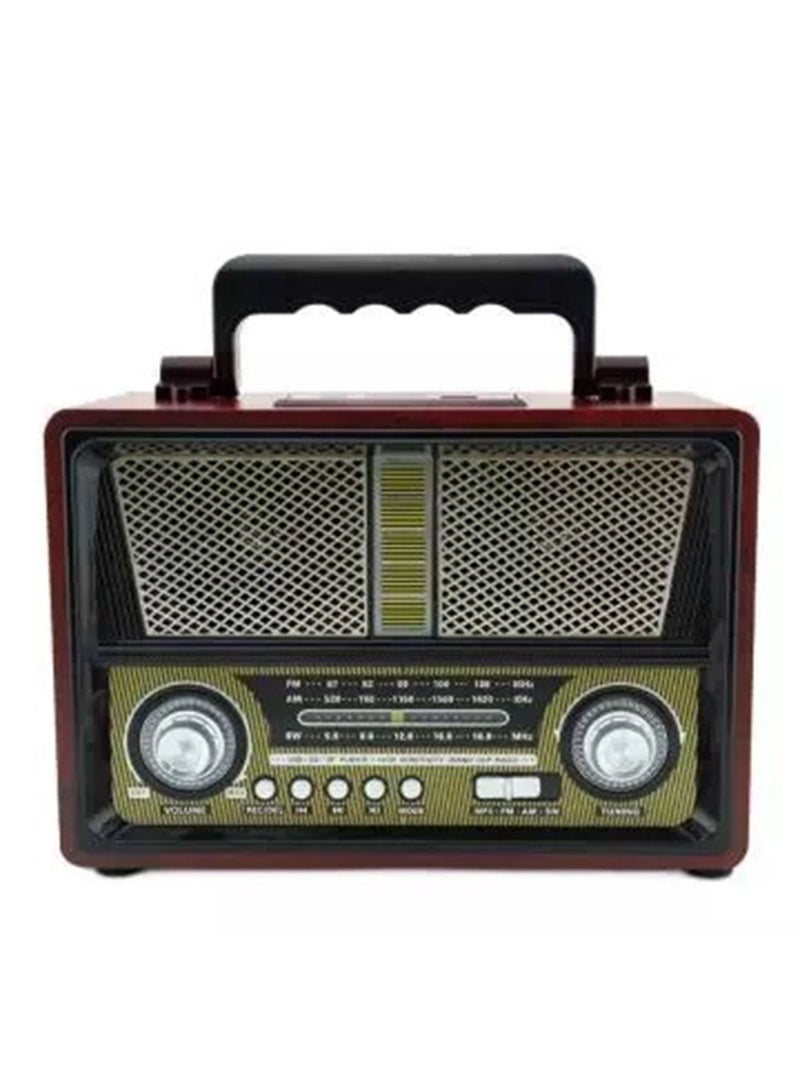 MD-1802 Portable Vintage Shortwave Radio with Bluetooth Speaker Rechargeable Battery