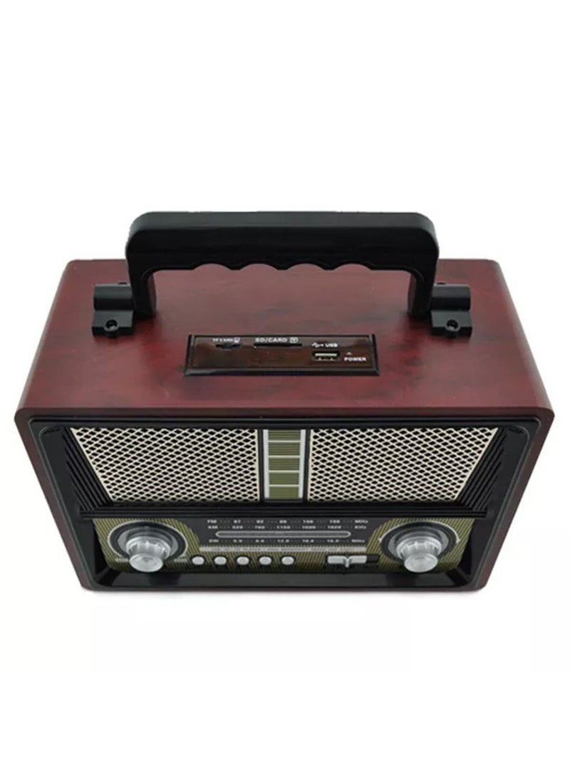 MD-1802 Portable Vintage Shortwave Radio with Bluetooth Speaker Rechargeable Battery