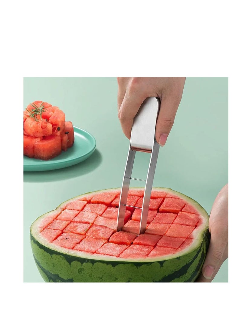 Stainless Steel Watermelon Slicer, Cube Cutter Corer Fruit Vegetable Tools, Quickly Safe Cutter Slicer, Knife Melon Baller for Kitchen Gadget