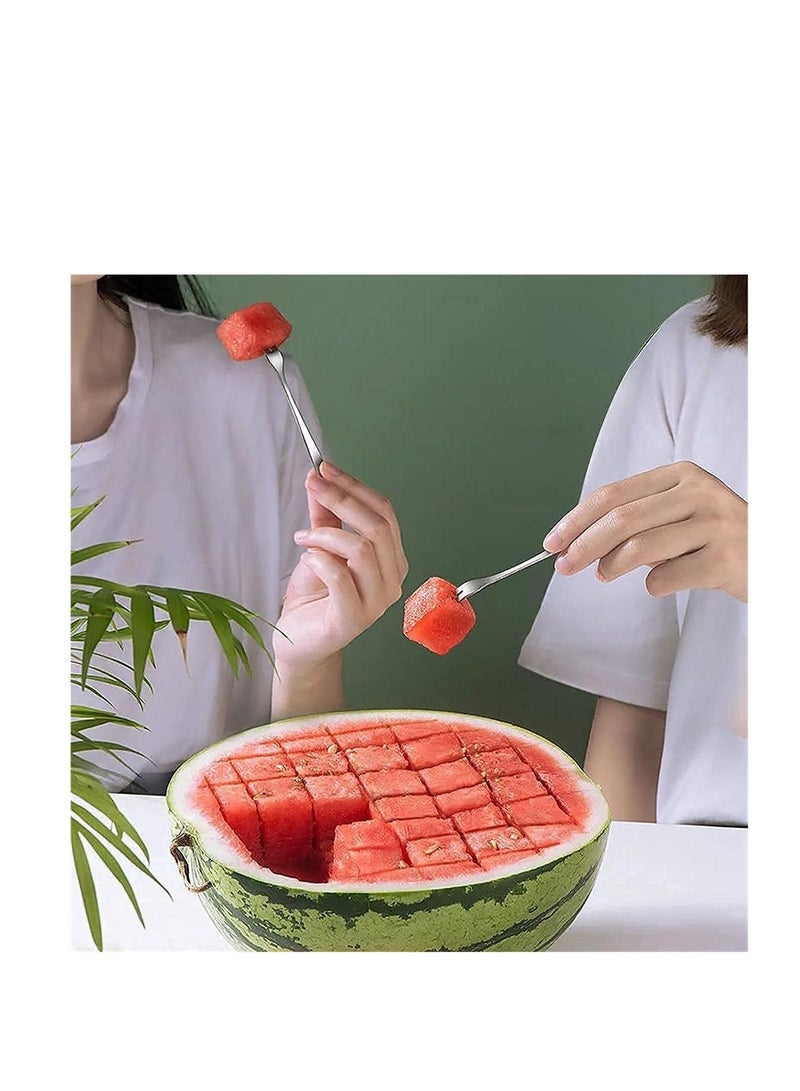 Stainless Steel Watermelon Slicer, Cube Cutter Corer Fruit Vegetable Tools, Quickly Safe Cutter Slicer, Knife Melon Baller for Kitchen Gadget