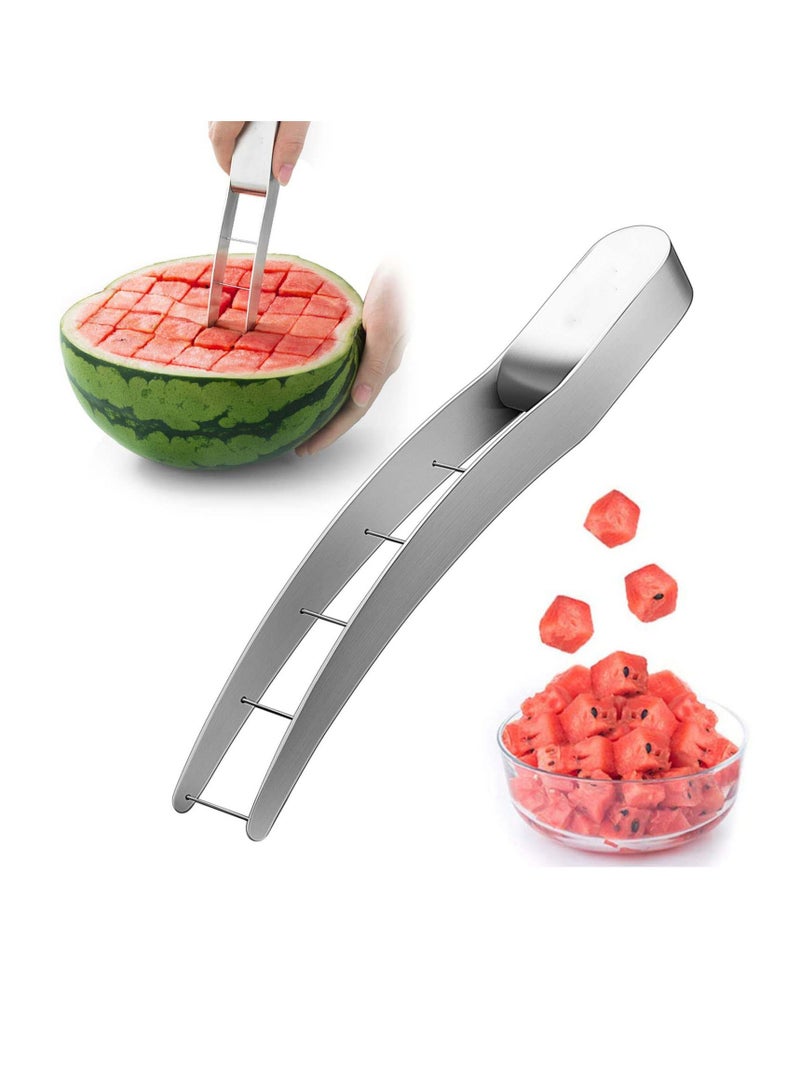 Stainless Steel Watermelon Slicer, Cube Cutter Corer Fruit Vegetable Tools, Quickly Safe Cutter Slicer, Knife Melon Baller for Kitchen Gadget