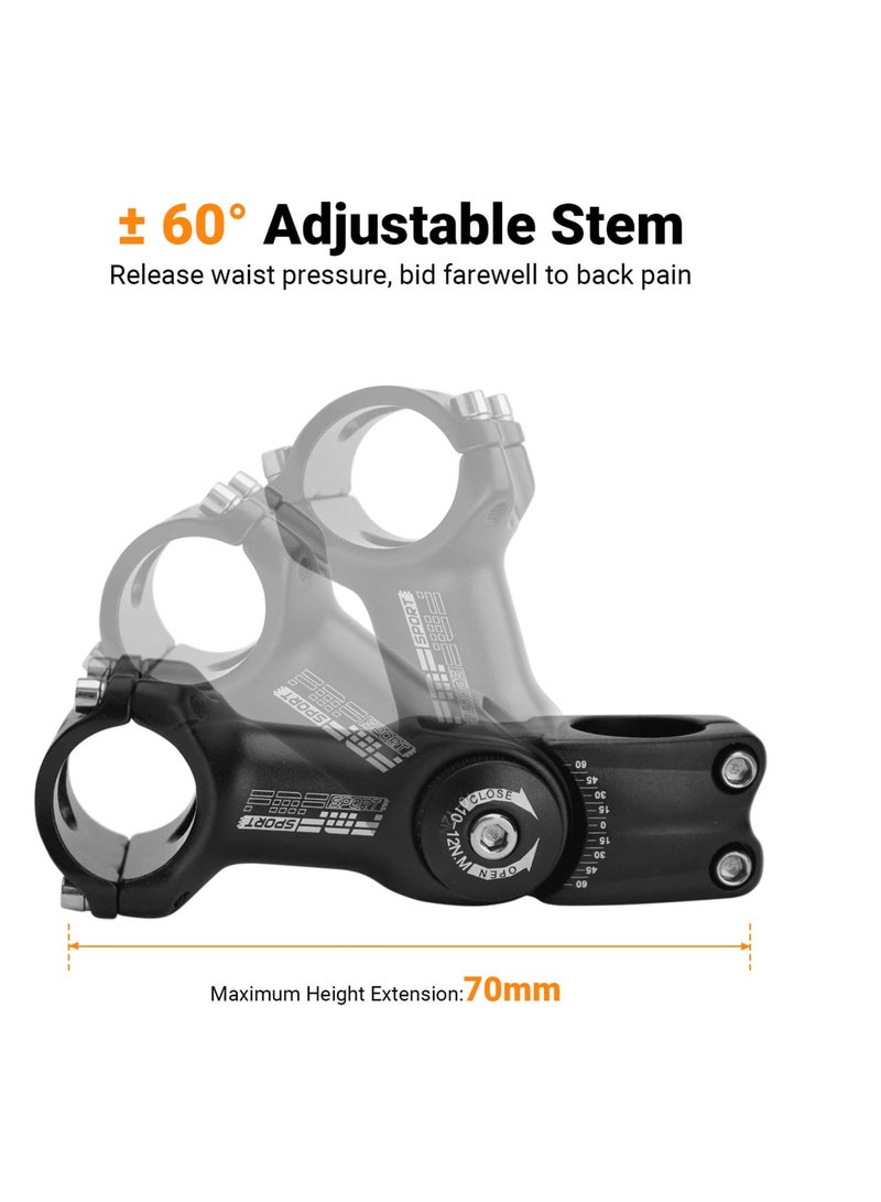 Bike Stem, 110mm Adjustable MTB Stem, Aluminum Alloy Mountain Bike Handlebar Riser Extender, for Most Mountain Bike Road City Bike MTB