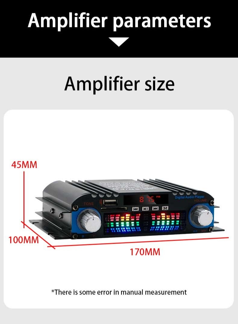 HiFi Sound Amplifier Digital 4 Channel Audio Amplifier Bluetooth Karaoke Player FM Radio Support Remote Control