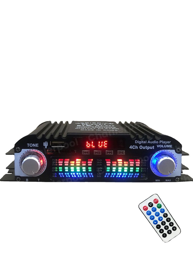 HiFi Sound Amplifier Digital 4 Channel Audio Amplifier Bluetooth Karaoke Player FM Radio Support Remote Control