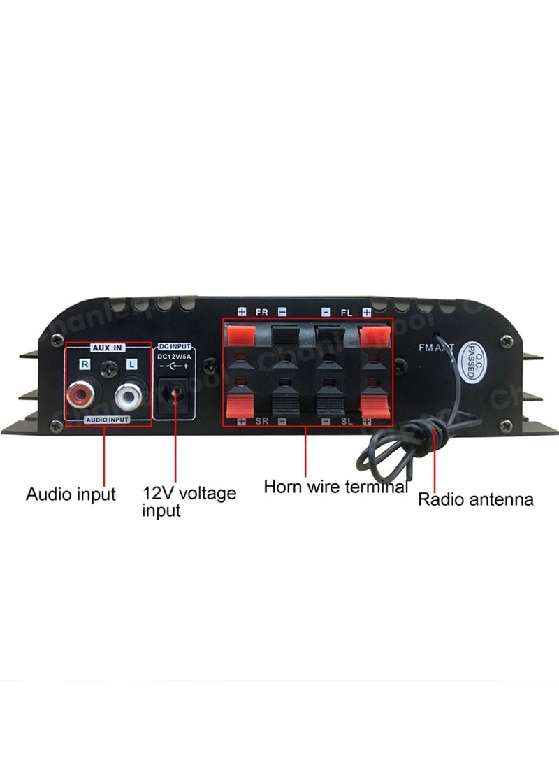 HiFi Sound Amplifier Digital 4 Channel Audio Amplifier Bluetooth Karaoke Player FM Radio Support Remote Control