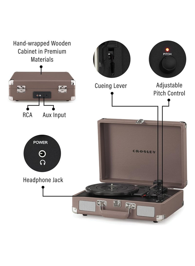 Crosley CR8005F-PS Cruiser Plus Vintage 3-Speed Bluetooth in/Out Suitcase Turntable Purple Ash