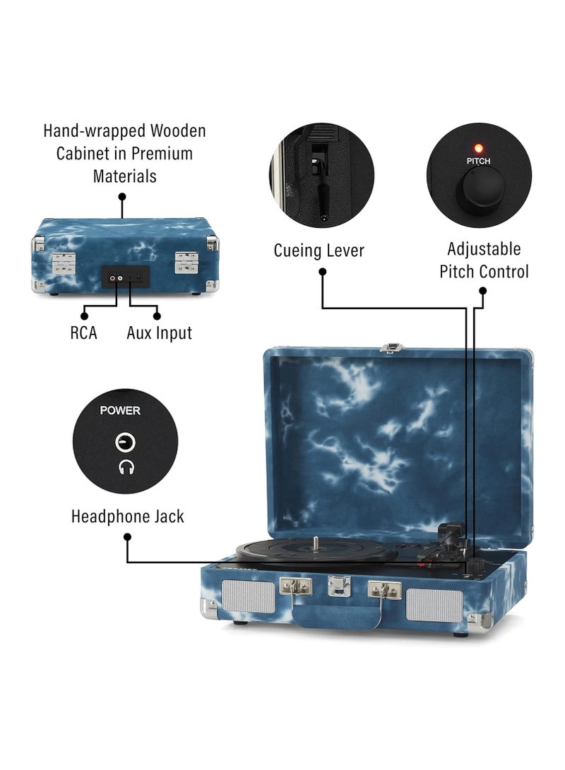 Crosley CR8005F-IN Cruiser Plus Vintage 3-Speed Bluetooth in/Out Suitcase Vinyl Record Player Turntable Indigo