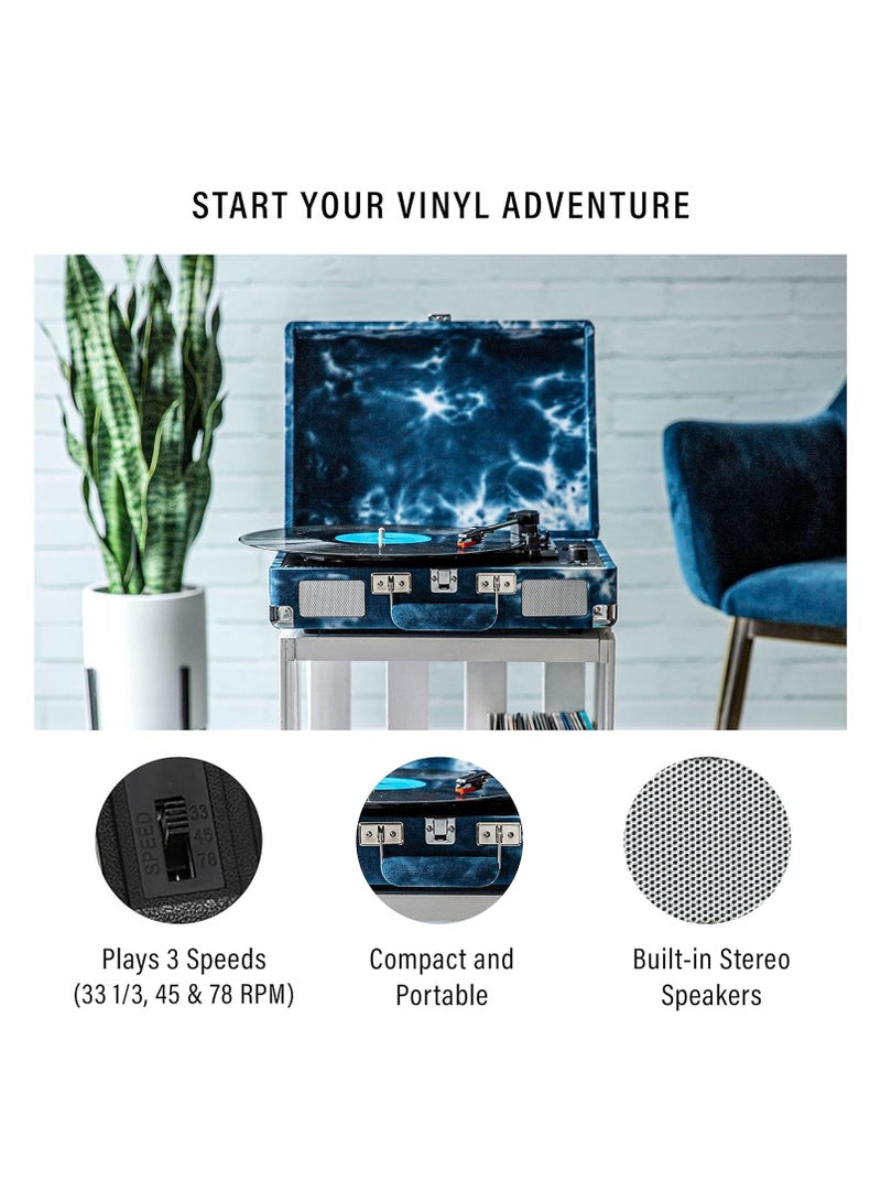 Crosley CR8005F-IN Cruiser Plus Vintage 3-Speed Bluetooth in/Out Suitcase Vinyl Record Player Turntable Indigo