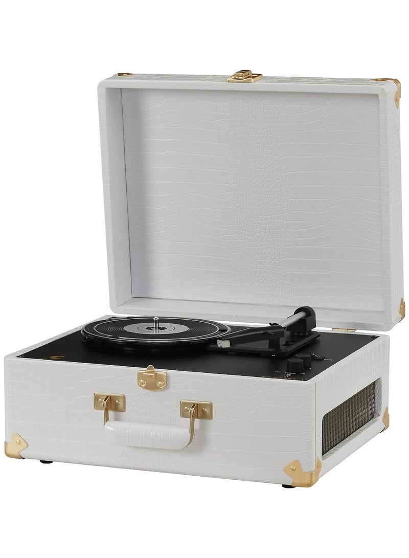 Crosley CR6253B-WC Anthology Vintage 3-Speed Bluetooth in/Out Suitcase Turntable White Crocodile