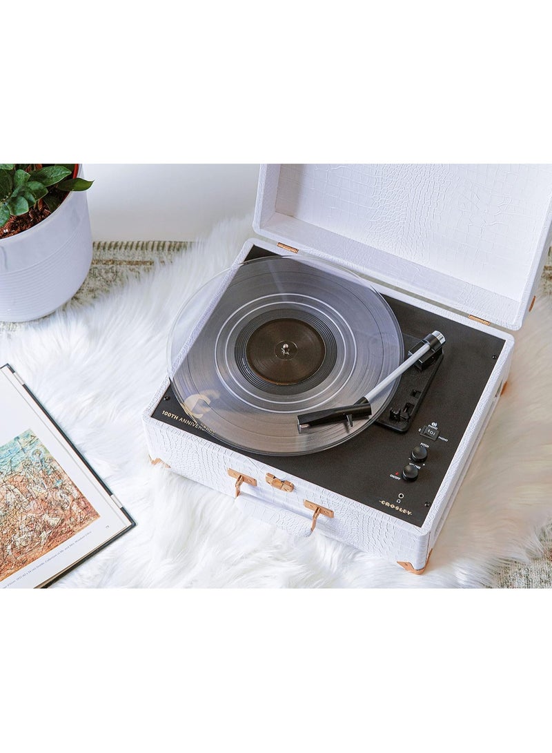 Crosley CR6253B-WC Anthology Vintage 3-Speed Bluetooth in/Out Suitcase Turntable White Crocodile