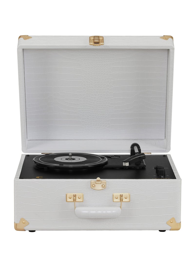 Crosley CR6253B-WC Anthology Vintage 3-Speed Bluetooth in/Out Suitcase Turntable White Crocodile