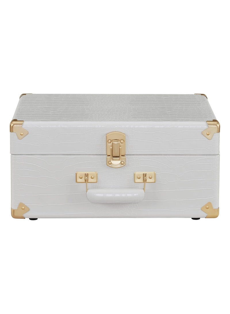 Crosley CR6253B-WC Anthology Vintage 3-Speed Bluetooth in/Out Suitcase Turntable White Crocodile