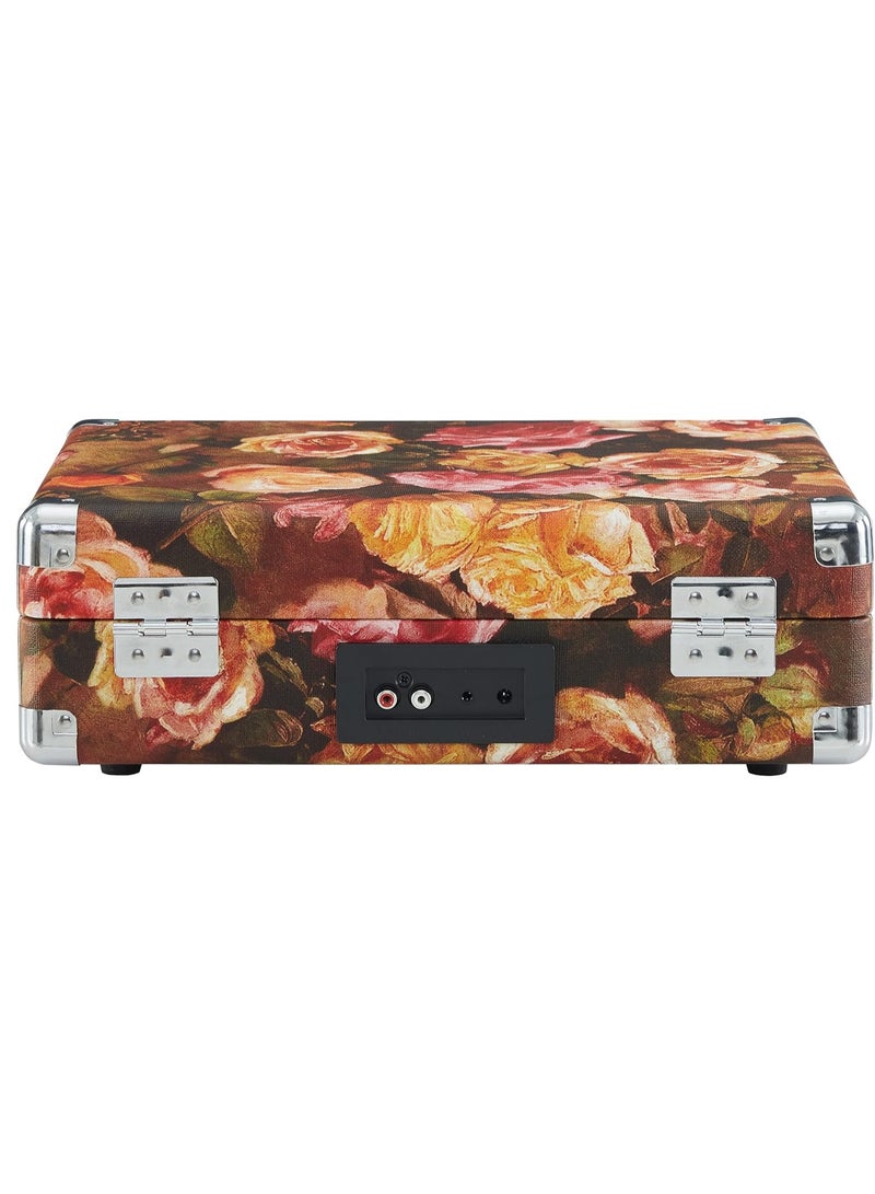 Crosley CR8005F-FL Cruiser Plus Vintage 3-Speed Bluetooth in/Out Suitcase Vinyl Record Player Turntable, Floral